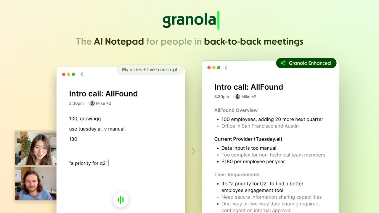 Granola interface