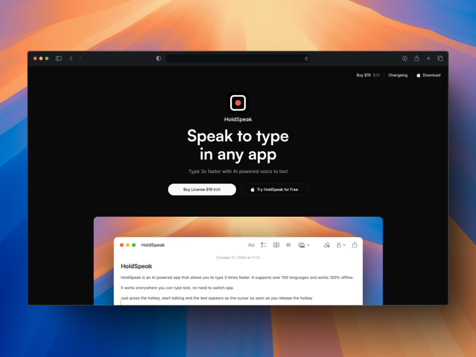 HoldSpeak interface